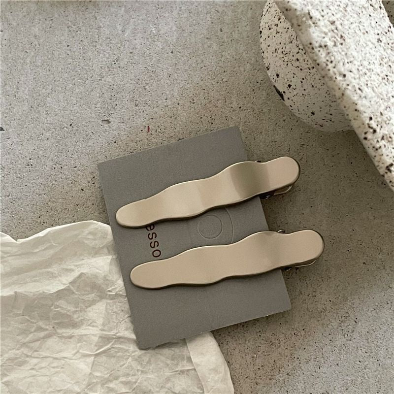 Metallic Silver Wave Hair Clips Pair Clips