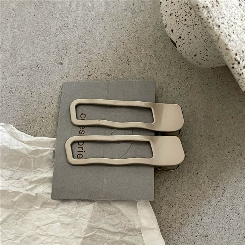 Metallic Silver Wave Hair Clips Pair Clips