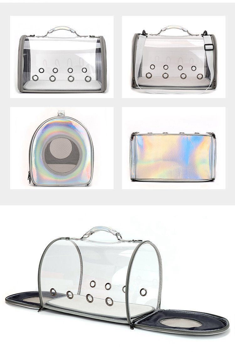 Transparent outer space capsule cat and dog cage