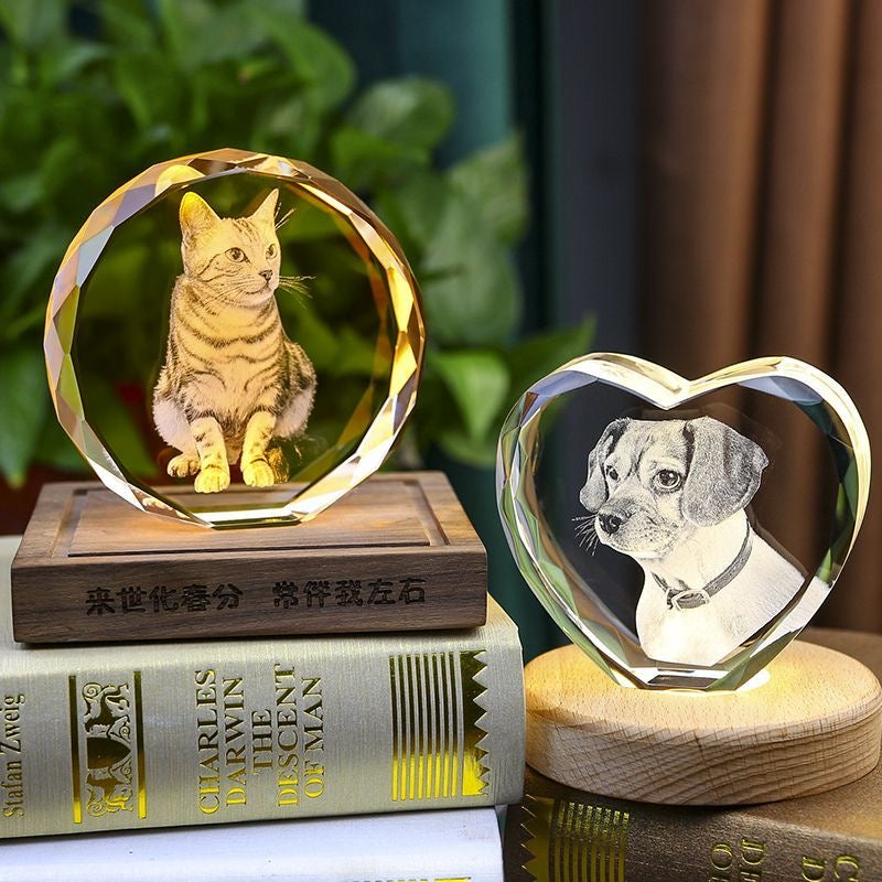 Custom Pet Memorial 3D Crystal Music Box